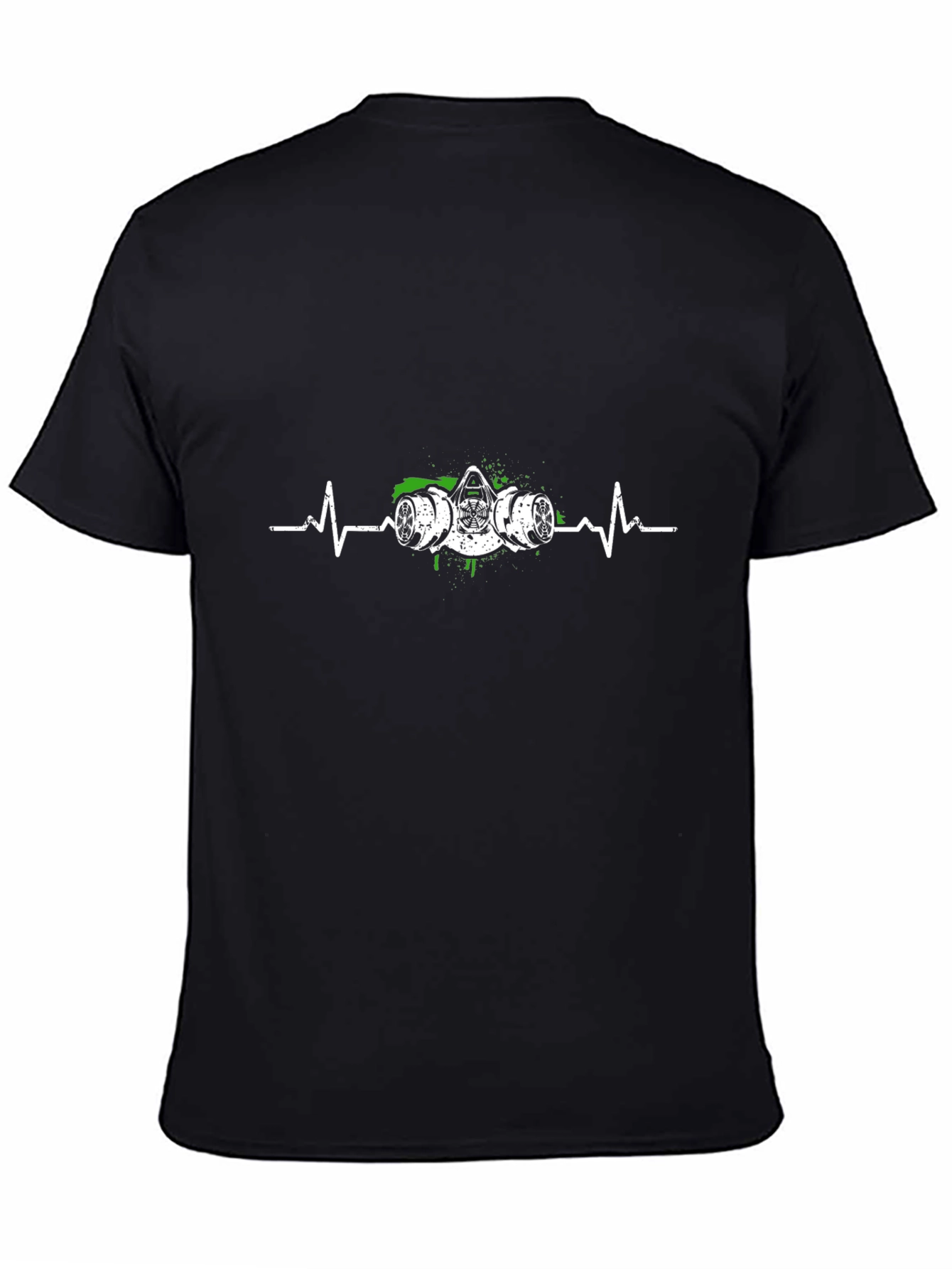 Gas Mask Heartbeat Graphic Tee - Black