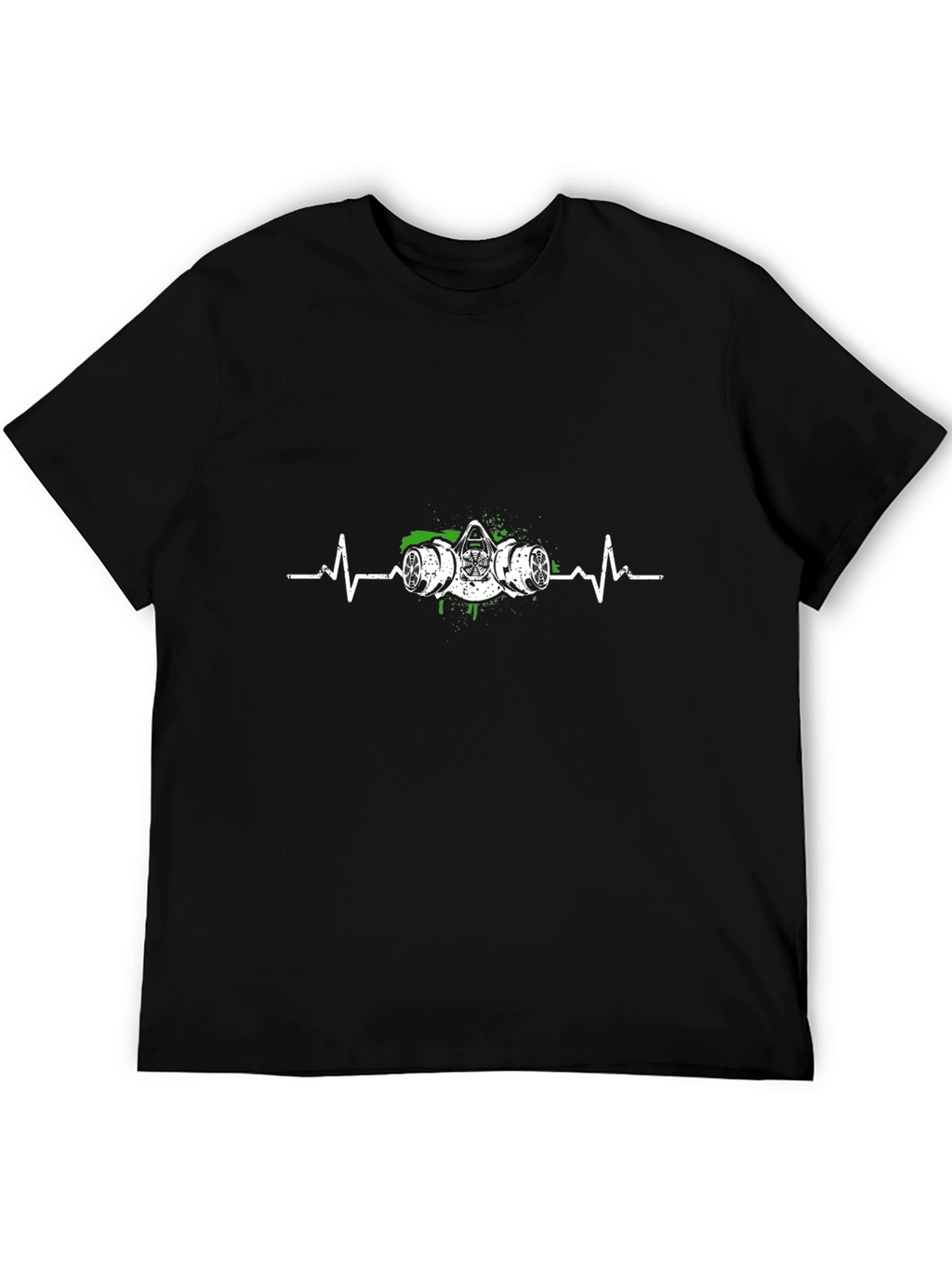 Gas Mask Heartbeat Graphic Tee - Black