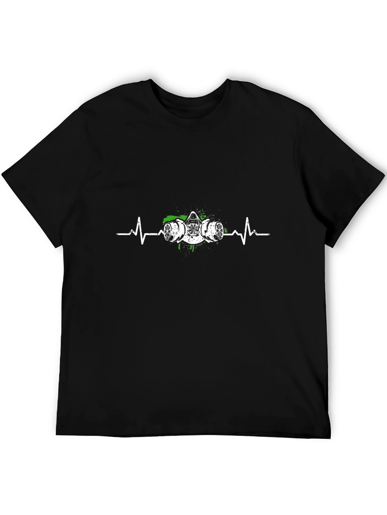 Gas Mask Heartbeat Graphic Tee - Black