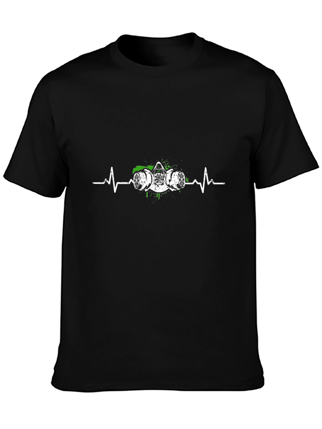 Gas Mask Heartbeat Graphic Tee - Black