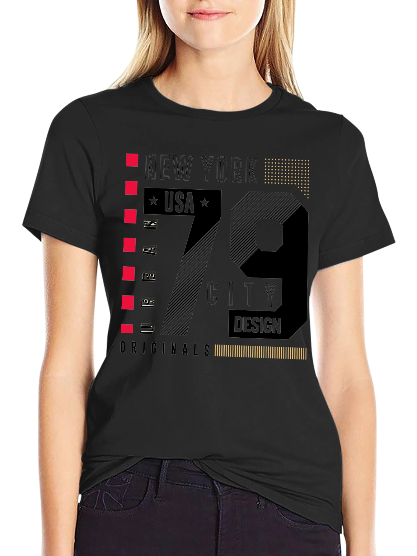 New York 79 City Design Black T-Shirt