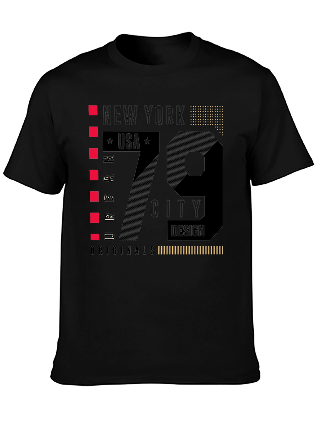 New York 79 City Design Black T-Shirt