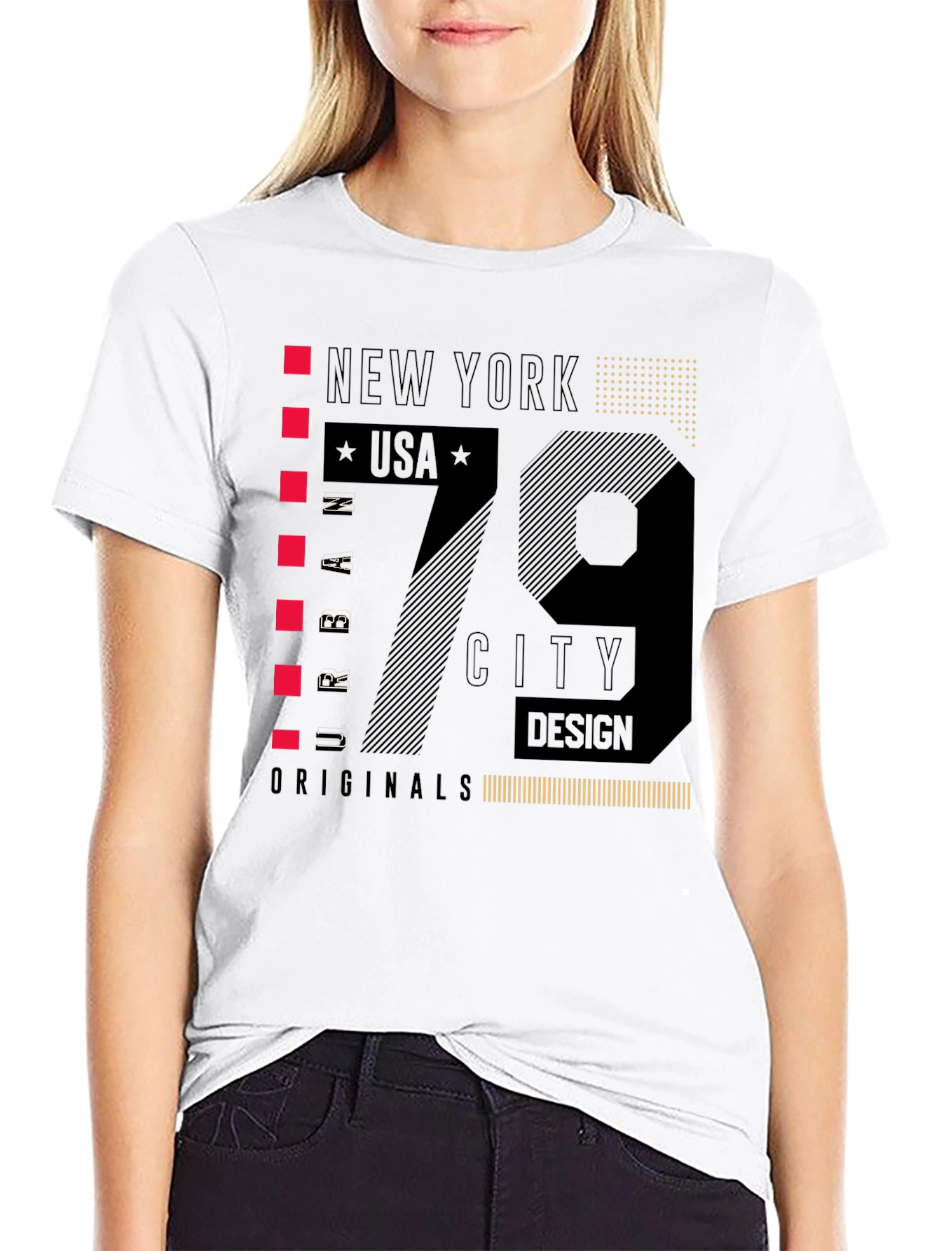 New York 79 City Design Black T-Shirt