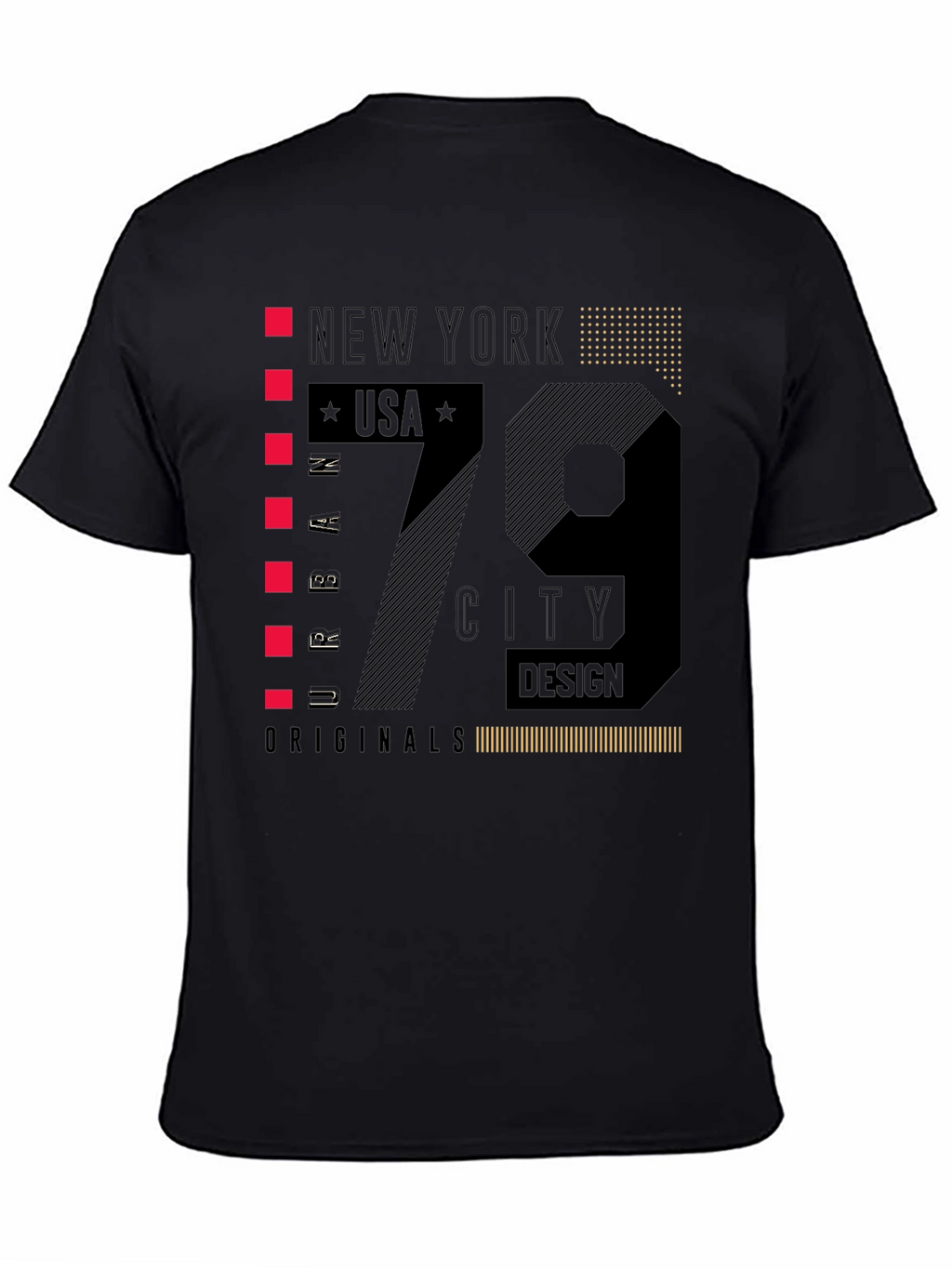 New York 79 City Design Black T-Shirt