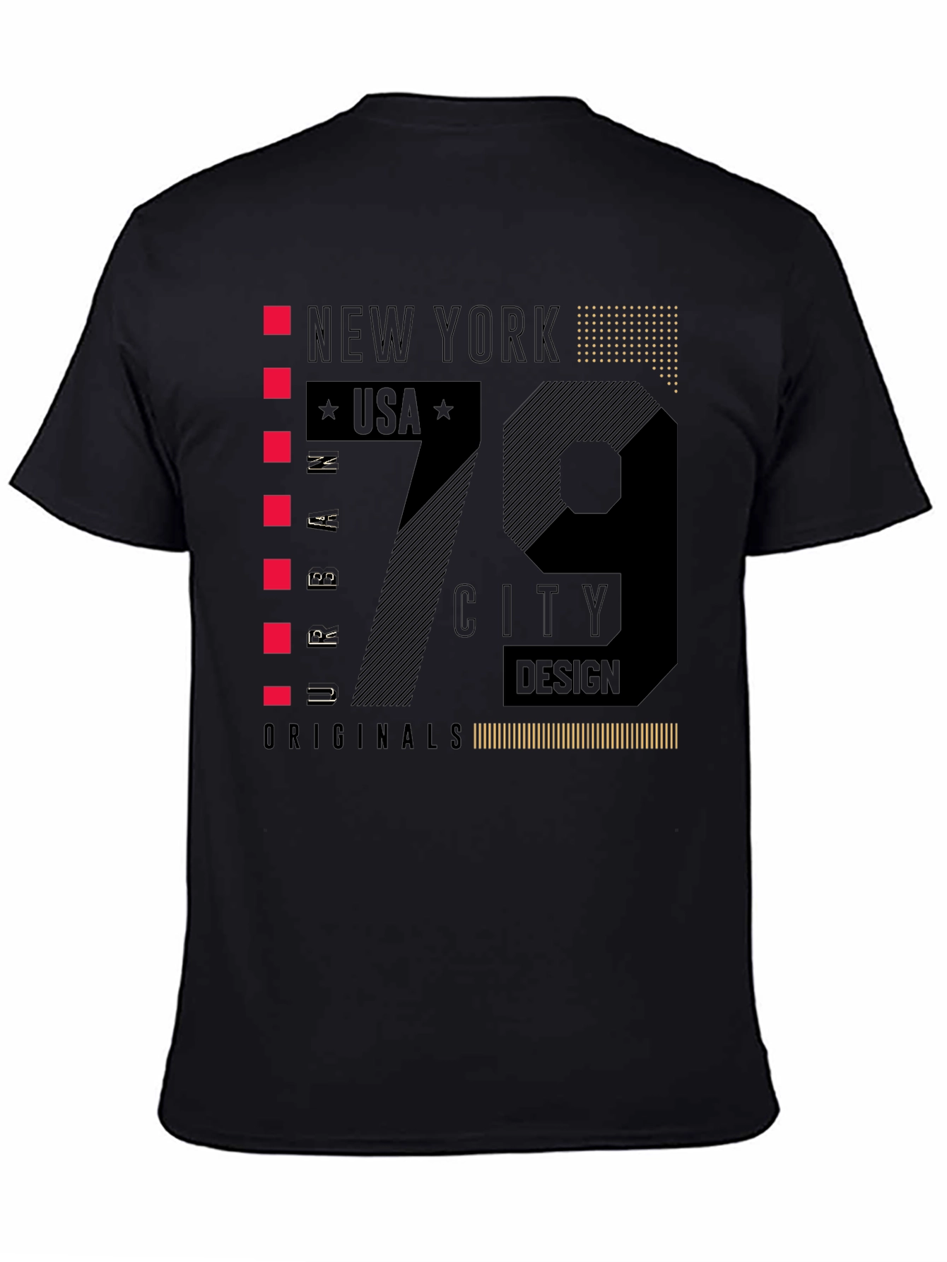 New York 79 City Design Black T-Shirt