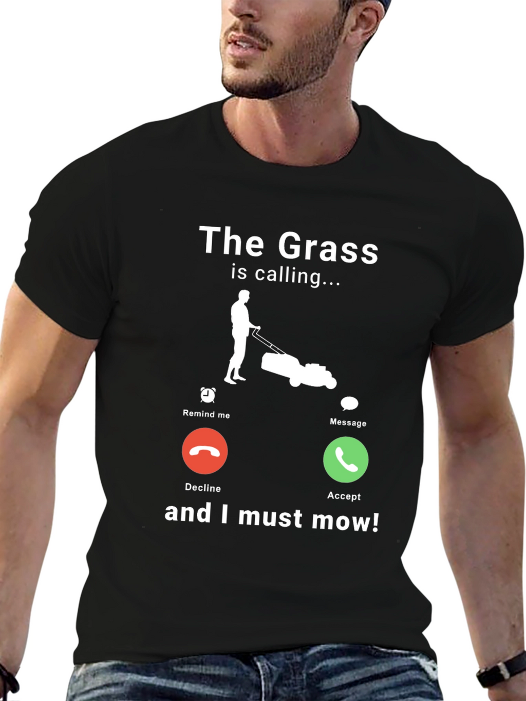 The Grass is Calling Funny Lawn Mowing T-Shirt