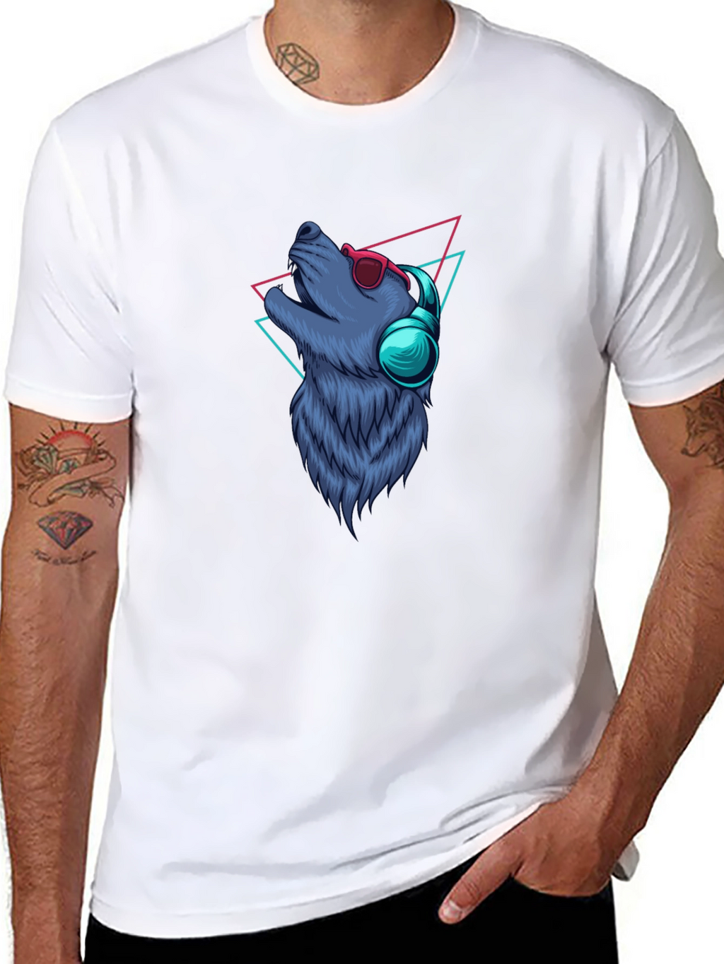 Cool Wolf Graphic Tee - Black Cotton T-Shirt