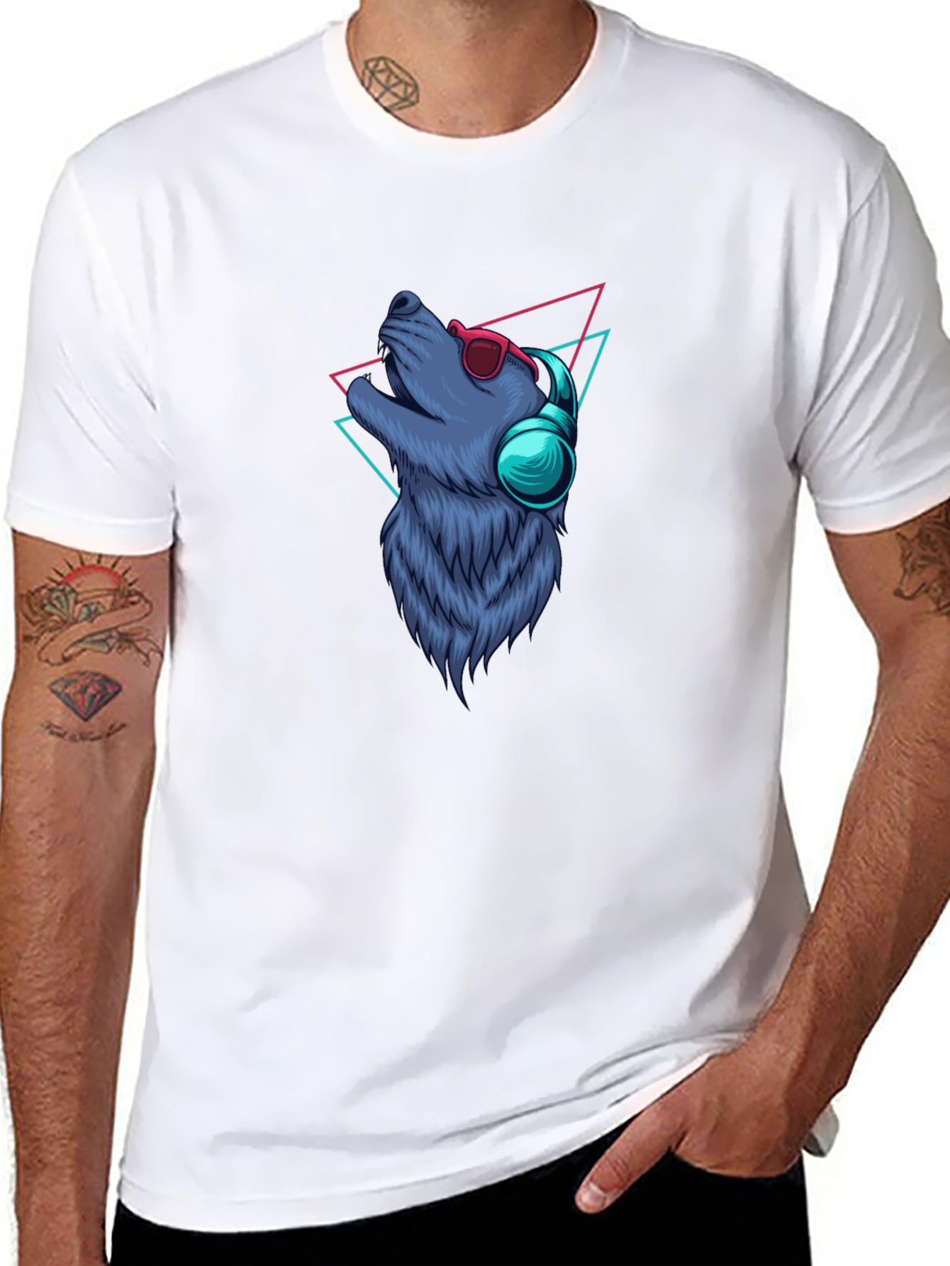 Cool Wolf Graphic Tee - Black Cotton T-Shirt