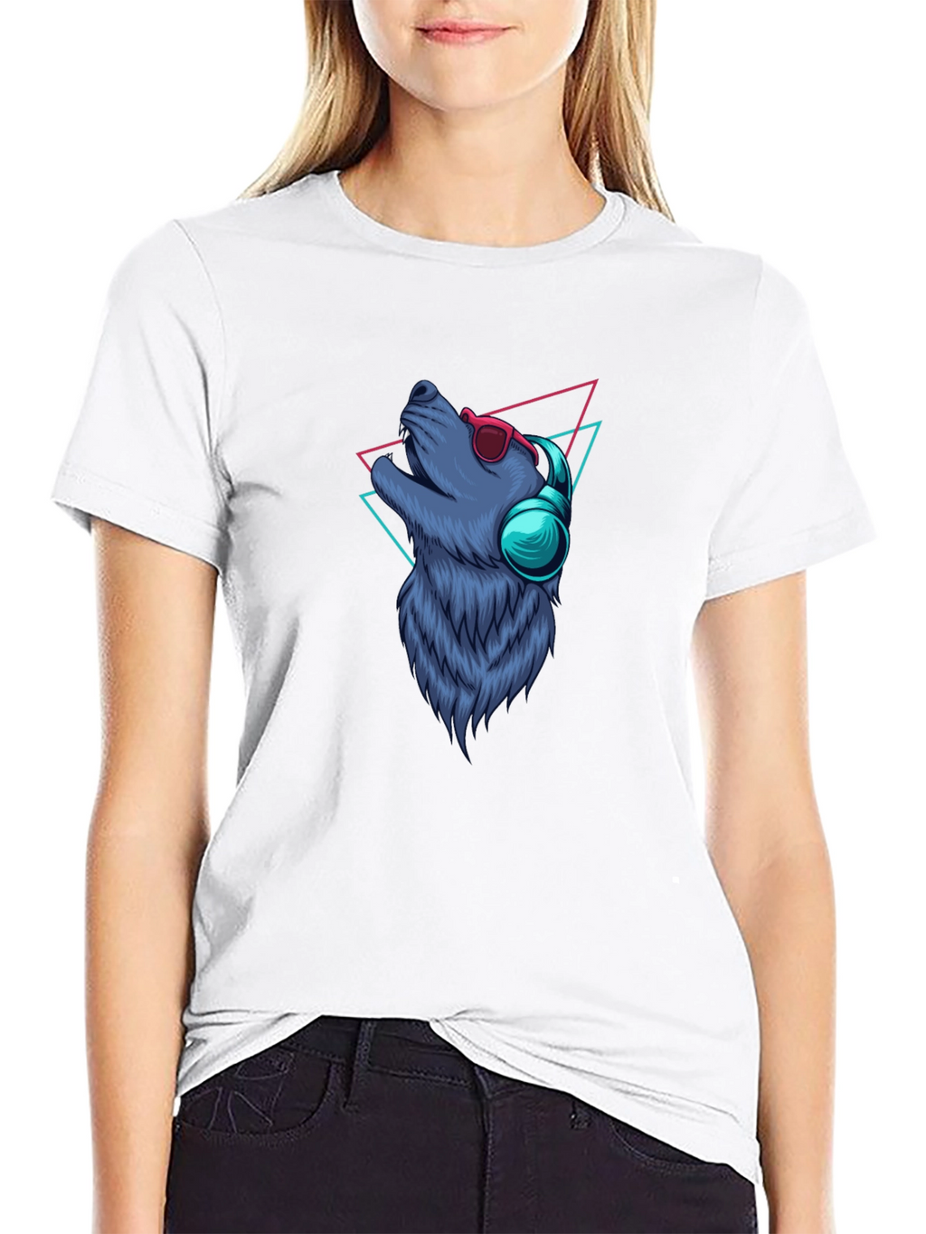 Cool Wolf Graphic Tee - Black Cotton T-Shirt