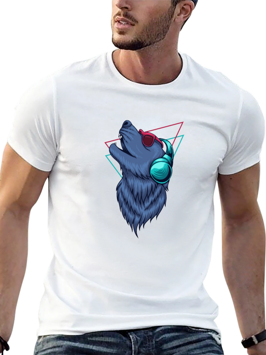 Cool Wolf Graphic Tee - Black Cotton T-Shirt