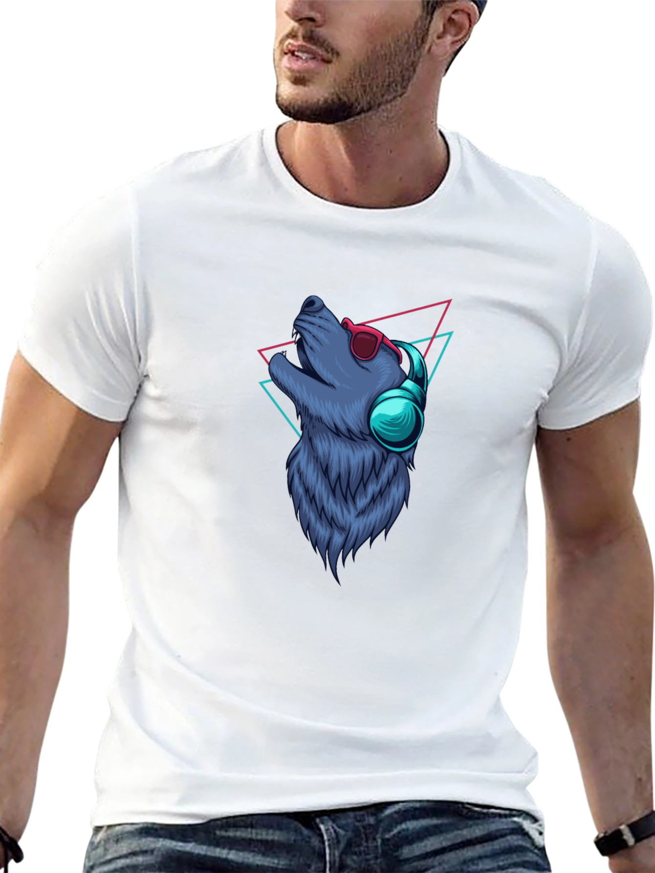 Cool Wolf Graphic Tee - Black Cotton T-Shirt