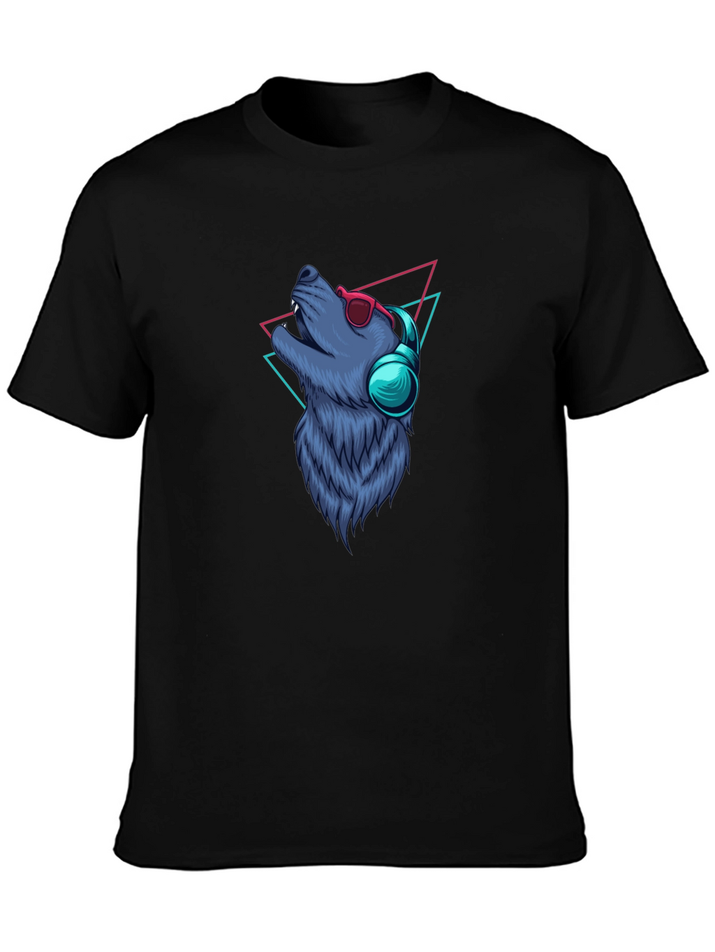 Cool Wolf Graphic Tee - Black Cotton T-Shirt