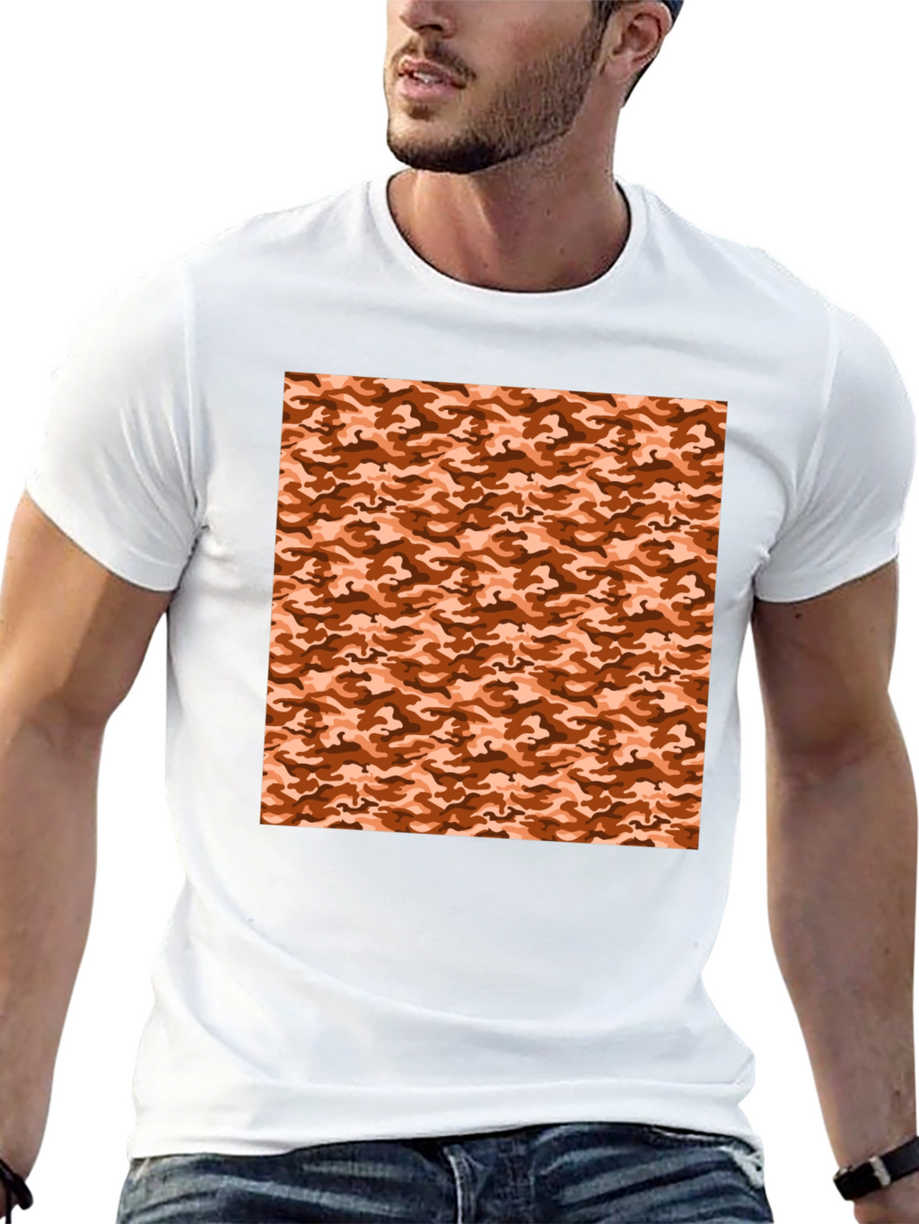 Black Tee with Camouflage Print