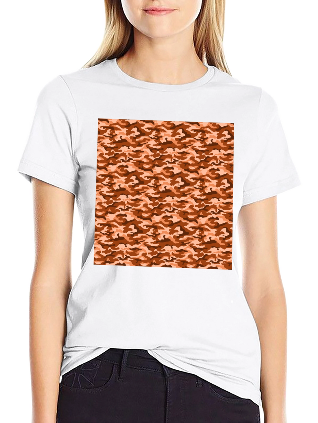 Black Tee with Camouflage Print