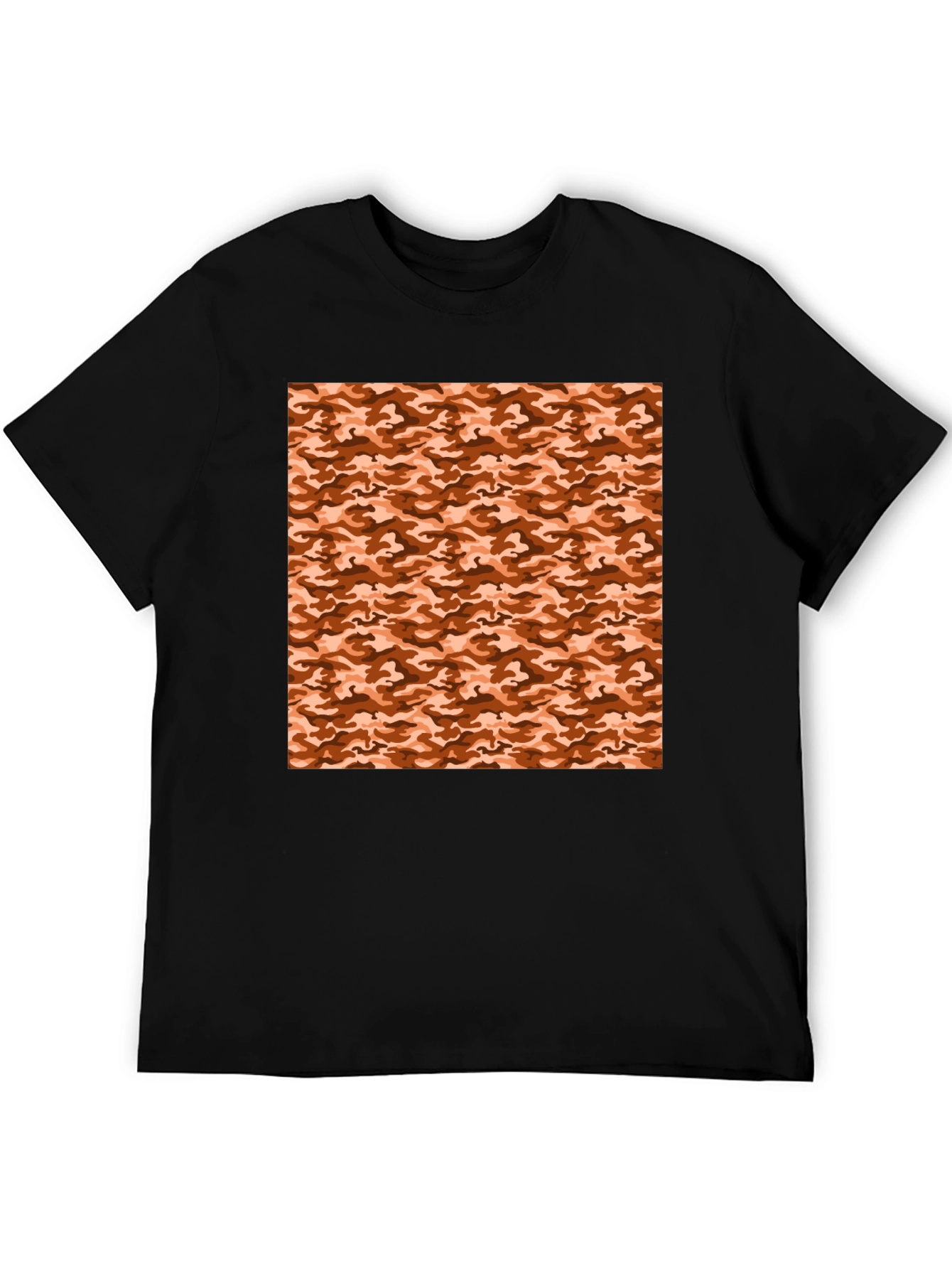 Black Tee with Camouflage Print
