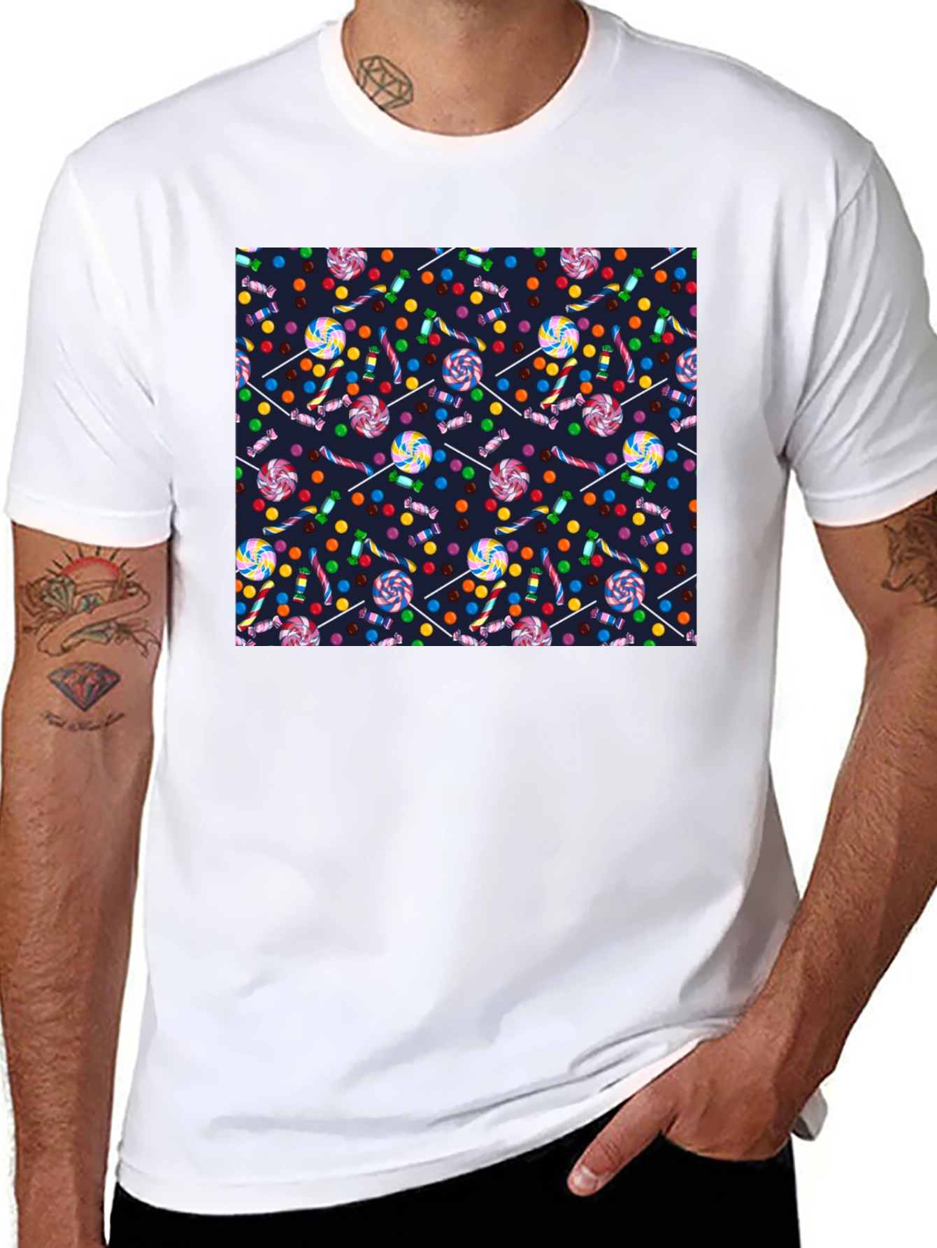 Candy Print Black T-Shirt