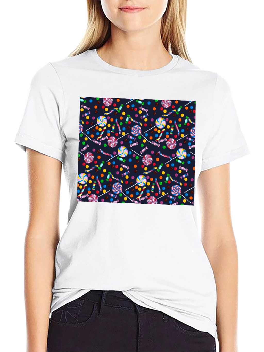 Candy Print Black T-Shirt