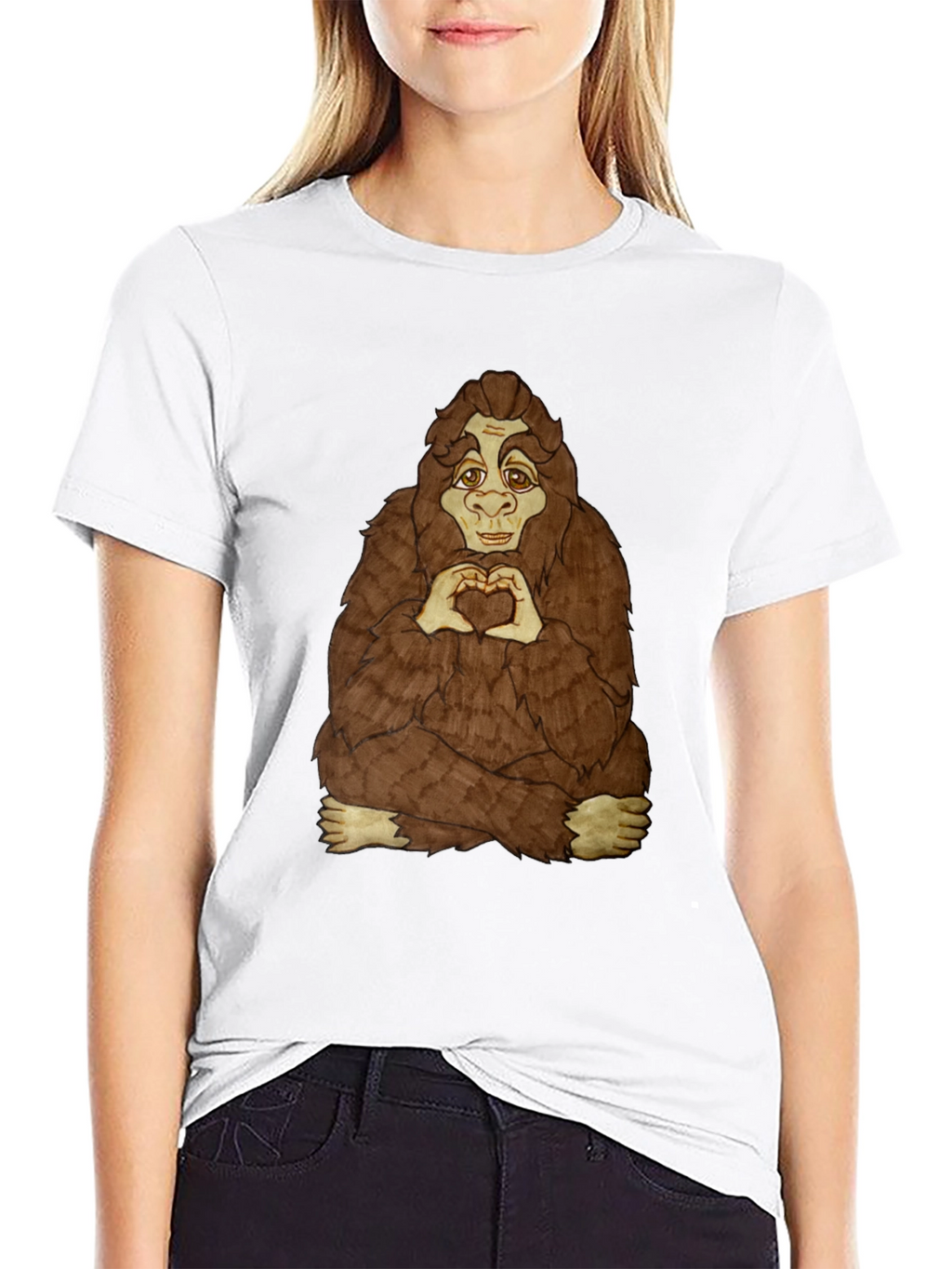 Bigfoot Heart Hands Graphic Tee - Soft Cotton Blend