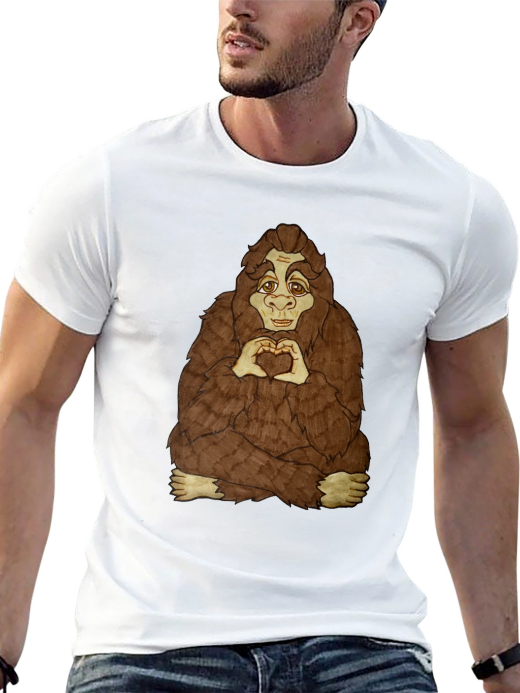 Bigfoot Heart Hands Graphic Tee - Soft Cotton Blend
