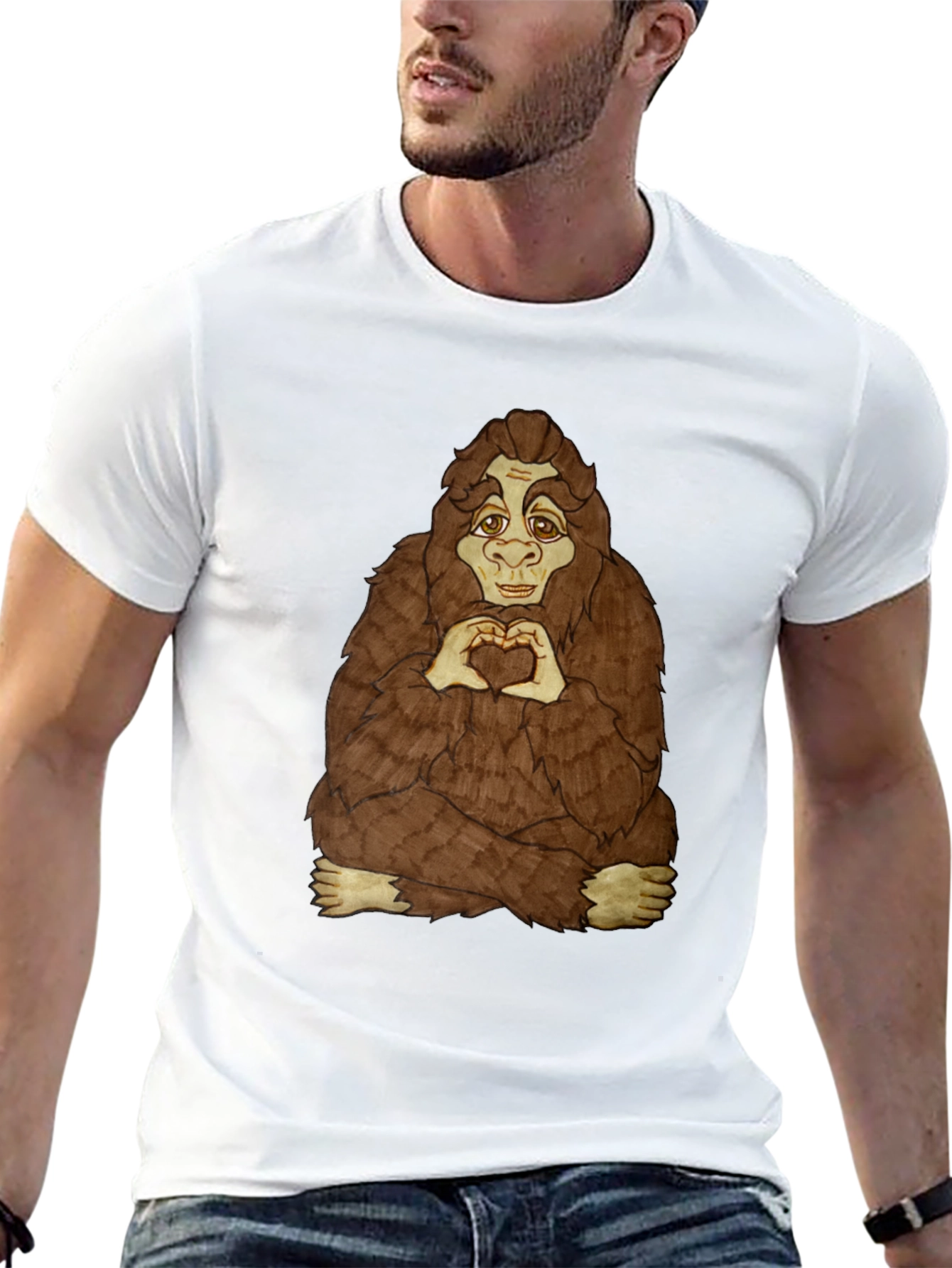 Bigfoot Heart Hands Graphic Tee - Soft Cotton Blend