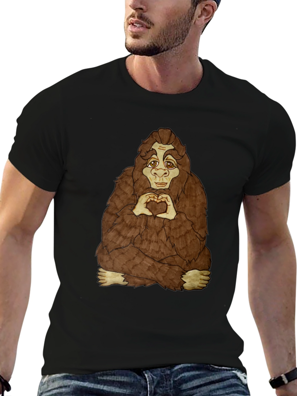 Bigfoot Heart Hands Graphic Tee - Soft Cotton Blend