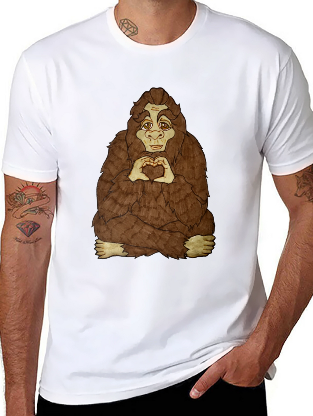 Bigfoot Heart Hands Graphic Tee - Soft Cotton Blend