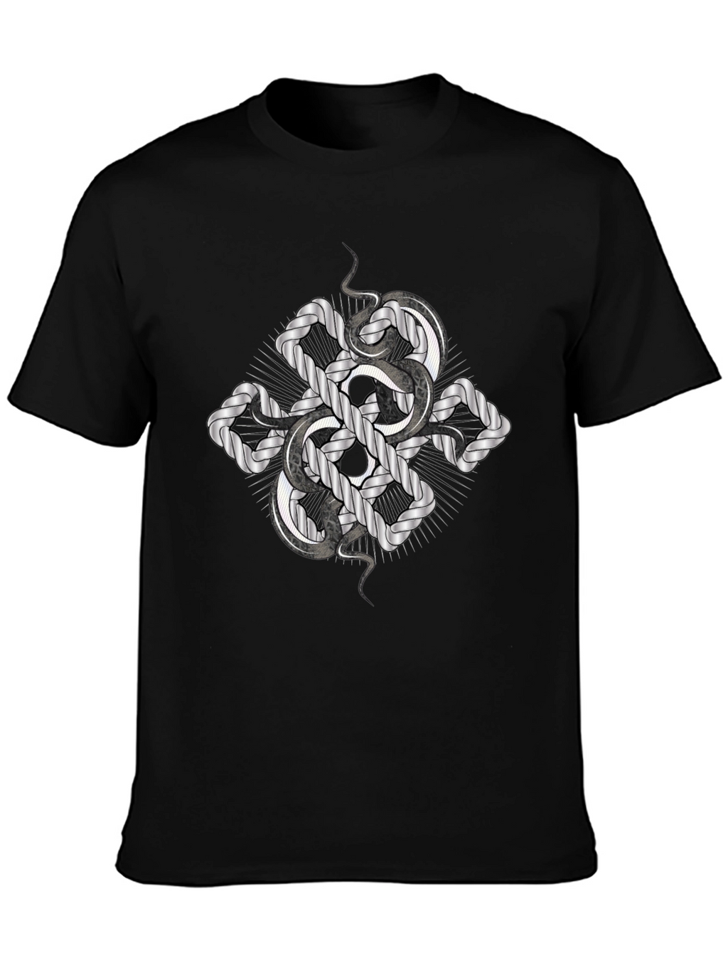 Serpent Knot Graphic Tee - Black Cotton Comfort