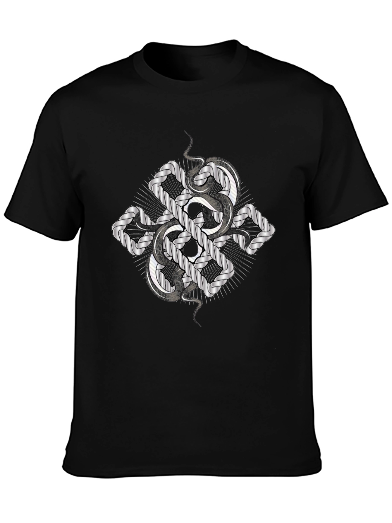 Serpent Knot Graphic Tee - Black Cotton Comfort