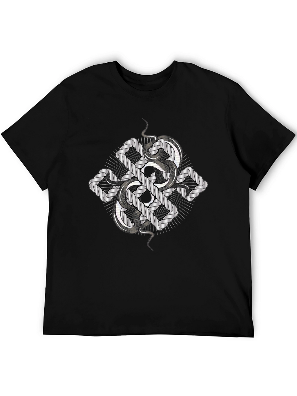 Serpent Knot Graphic Tee - Black Cotton Comfort