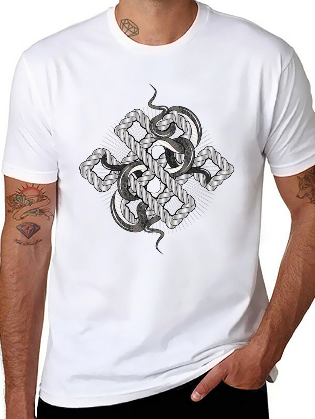Serpent Knot Graphic Tee - Black Cotton Comfort