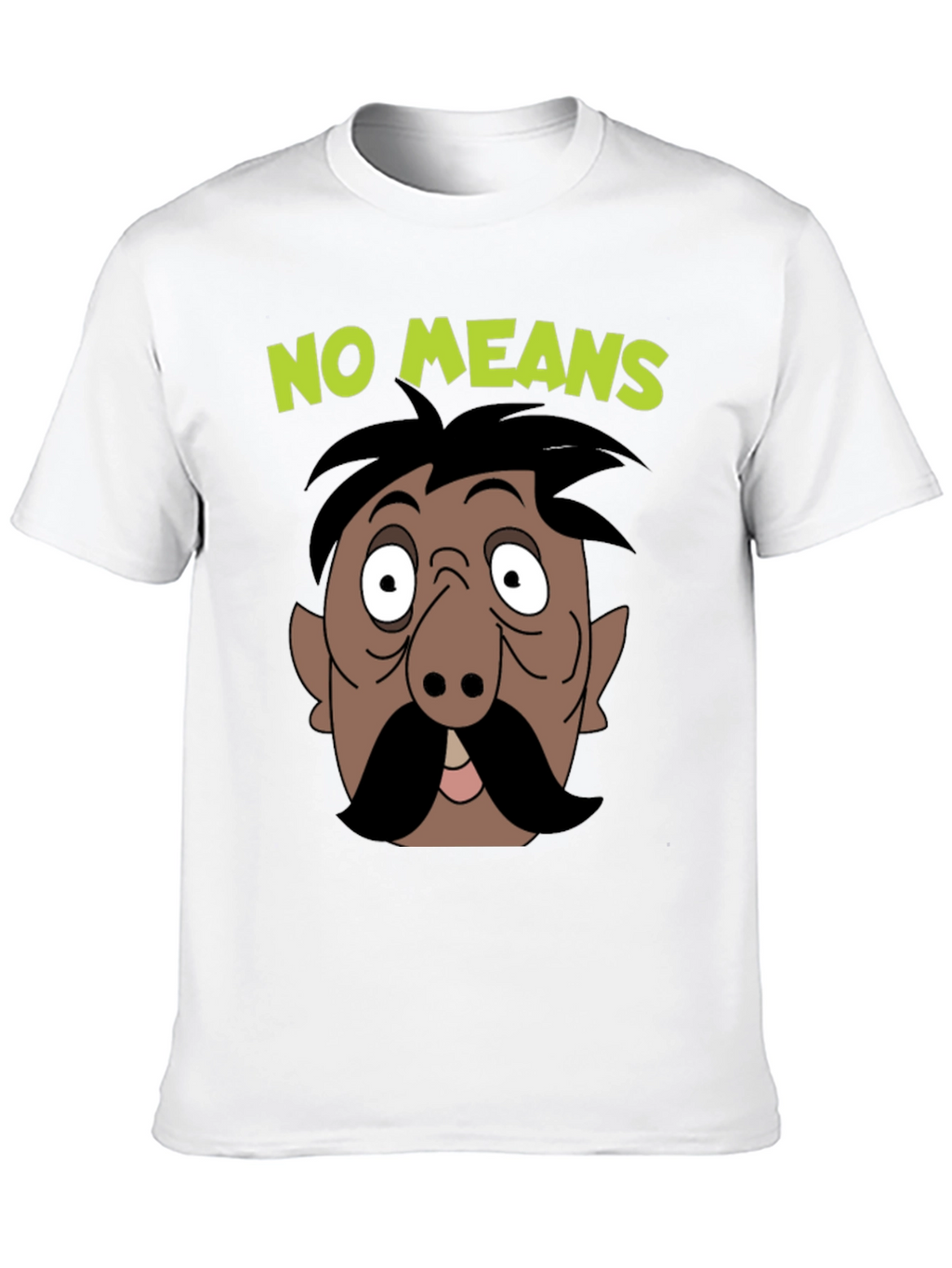 No Means No Moustache Cartoon T-Shirt