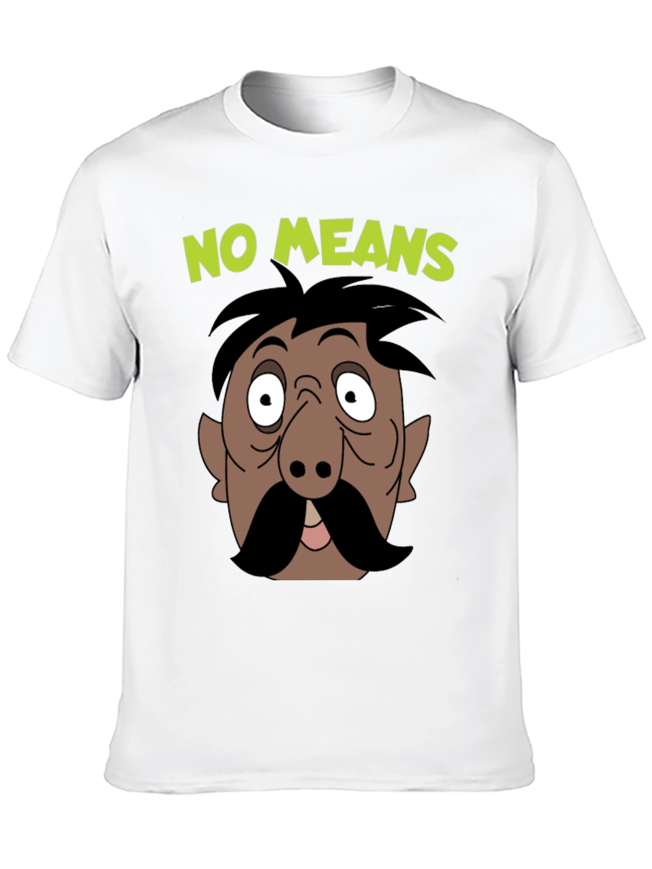 No Means No Moustache Cartoon T-Shirt