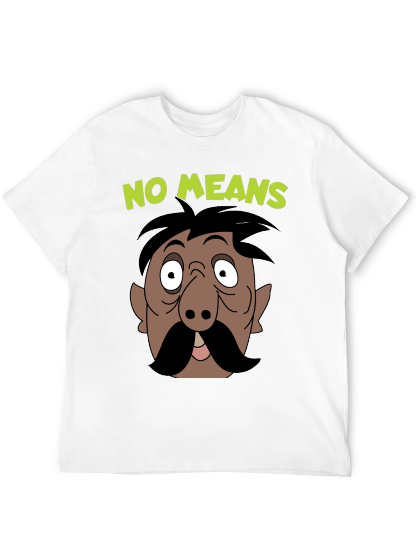 No Means No Moustache Cartoon T-Shirt