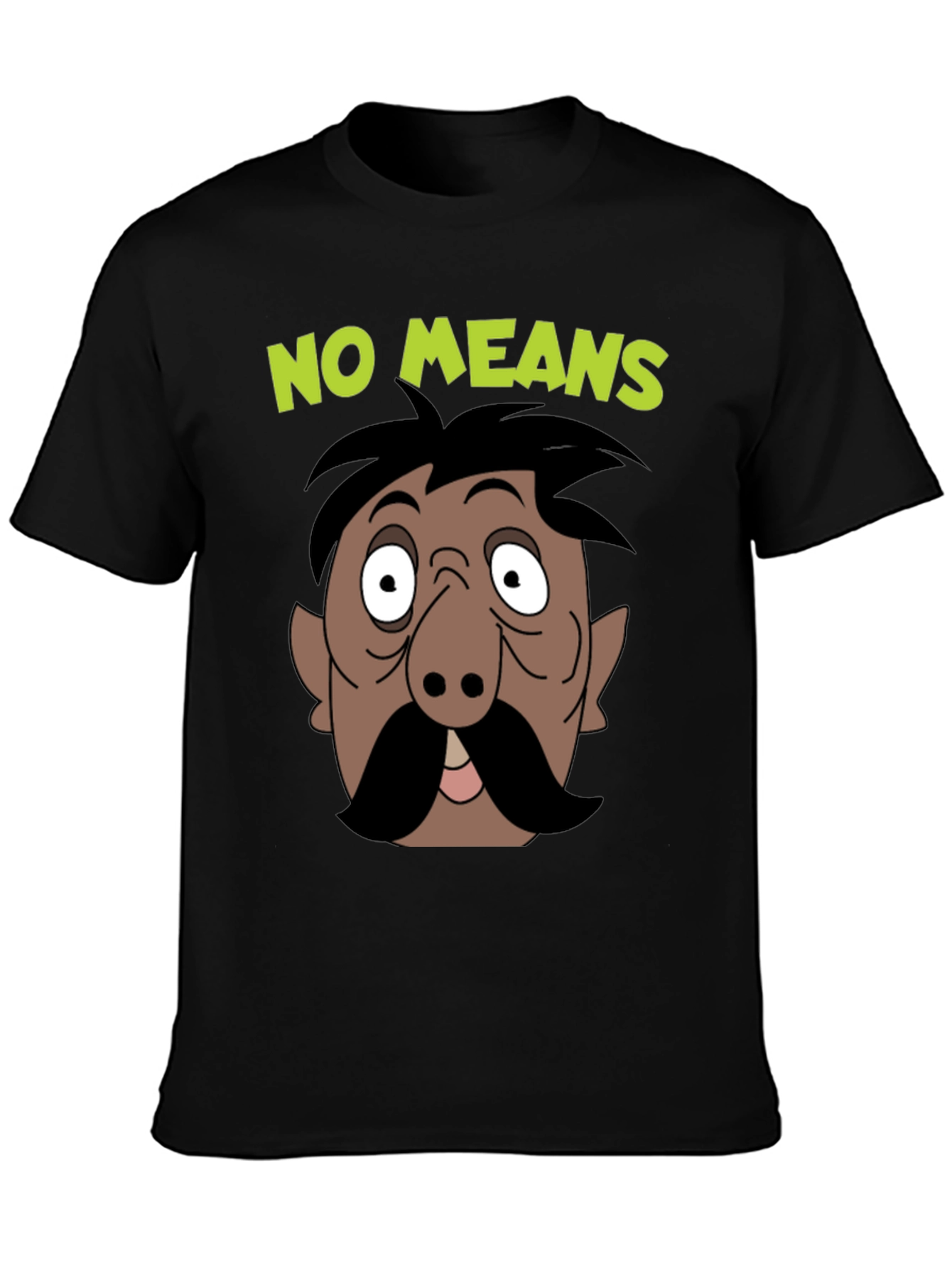 No Means No Moustache Cartoon T-Shirt