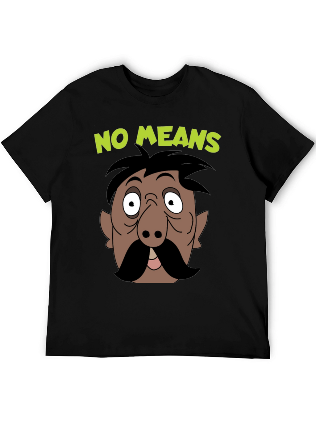 No Means No Moustache Cartoon T-Shirt