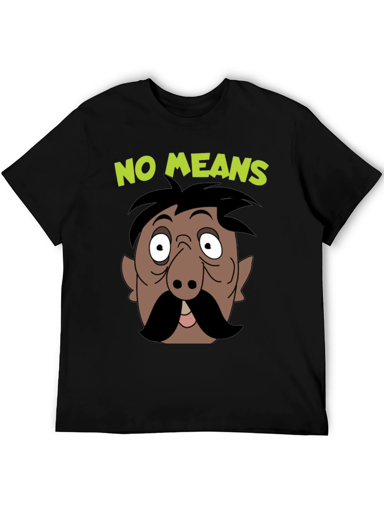No Means No Moustache Cartoon T-Shirt