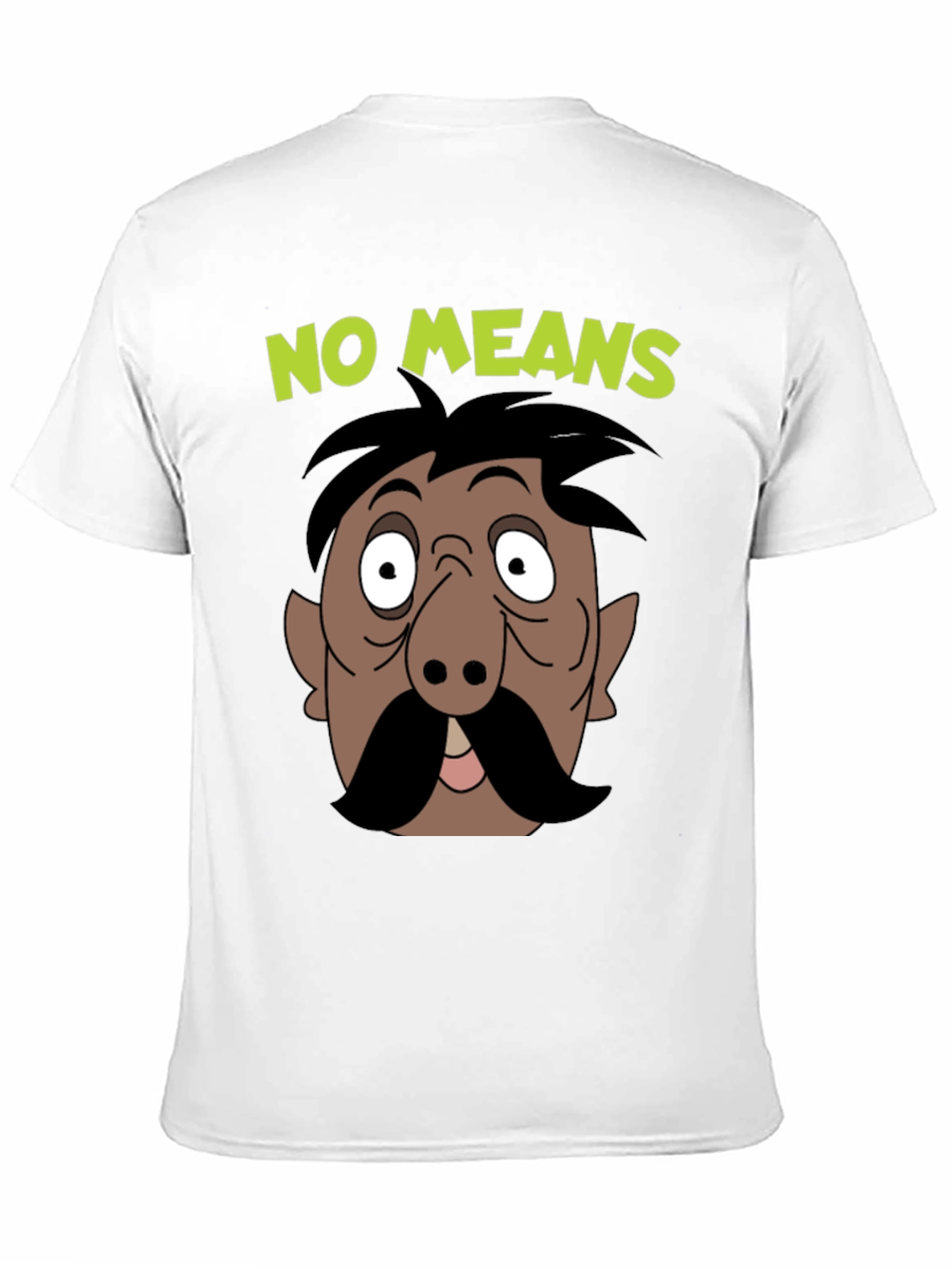 No Means No Moustache Cartoon T-Shirt