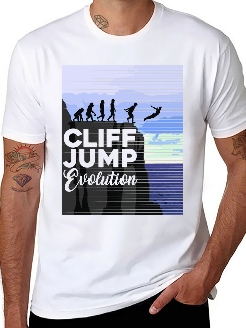 Cliff Jump Evolution T-Shirt Black Cotton