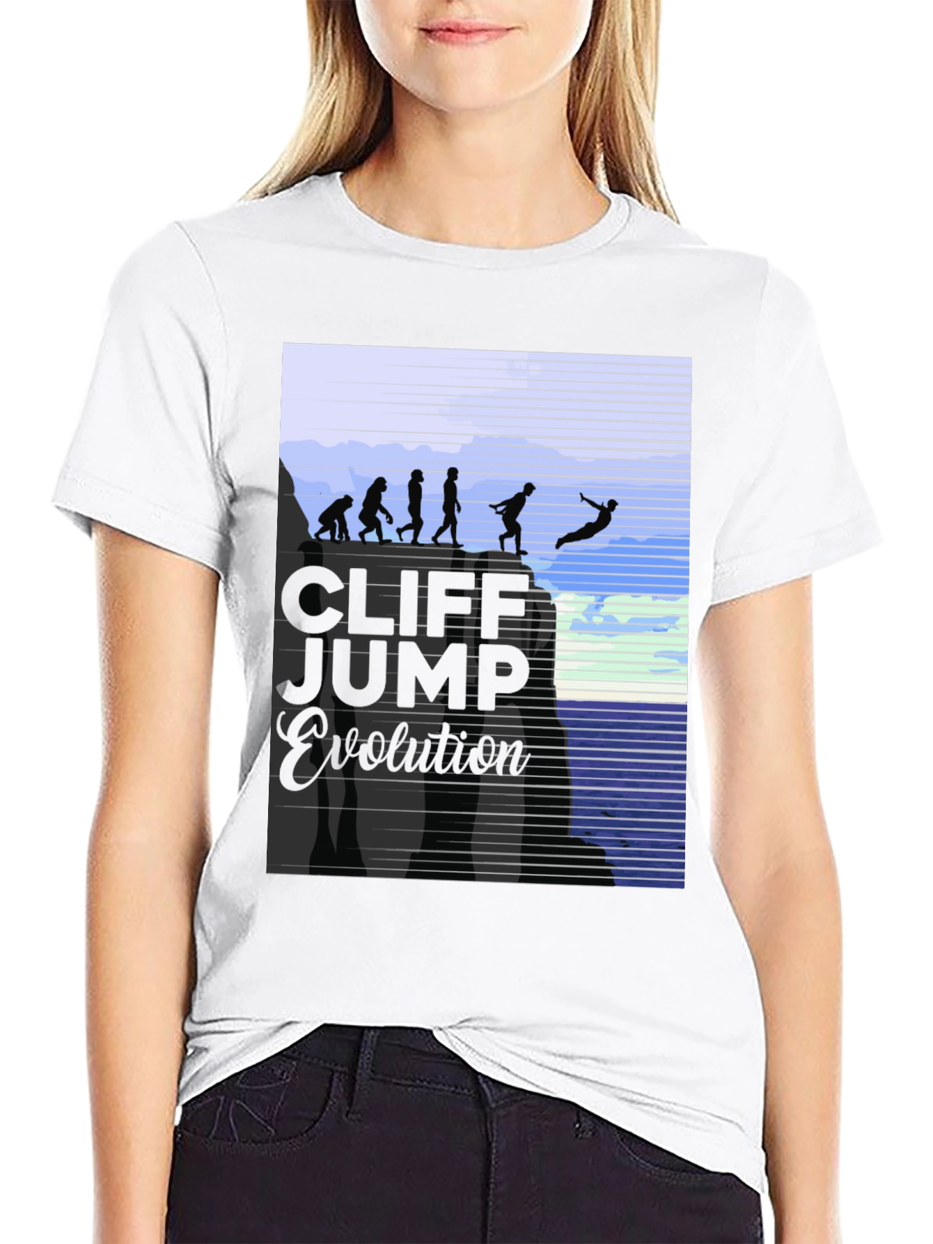 Cliff Jump Evolution T-Shirt Black Cotton