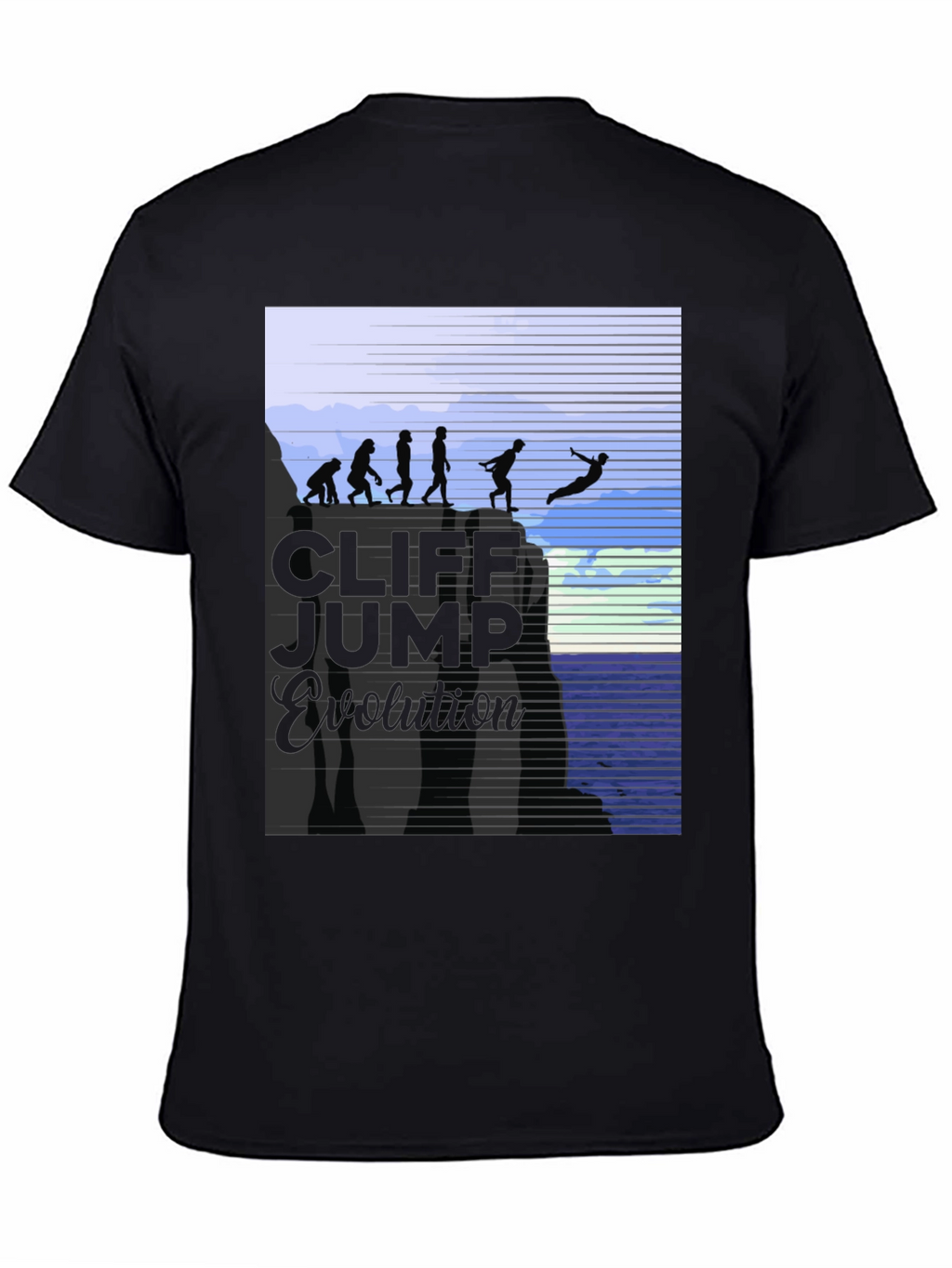 Cliff Jump Evolution T-Shirt Black Cotton
