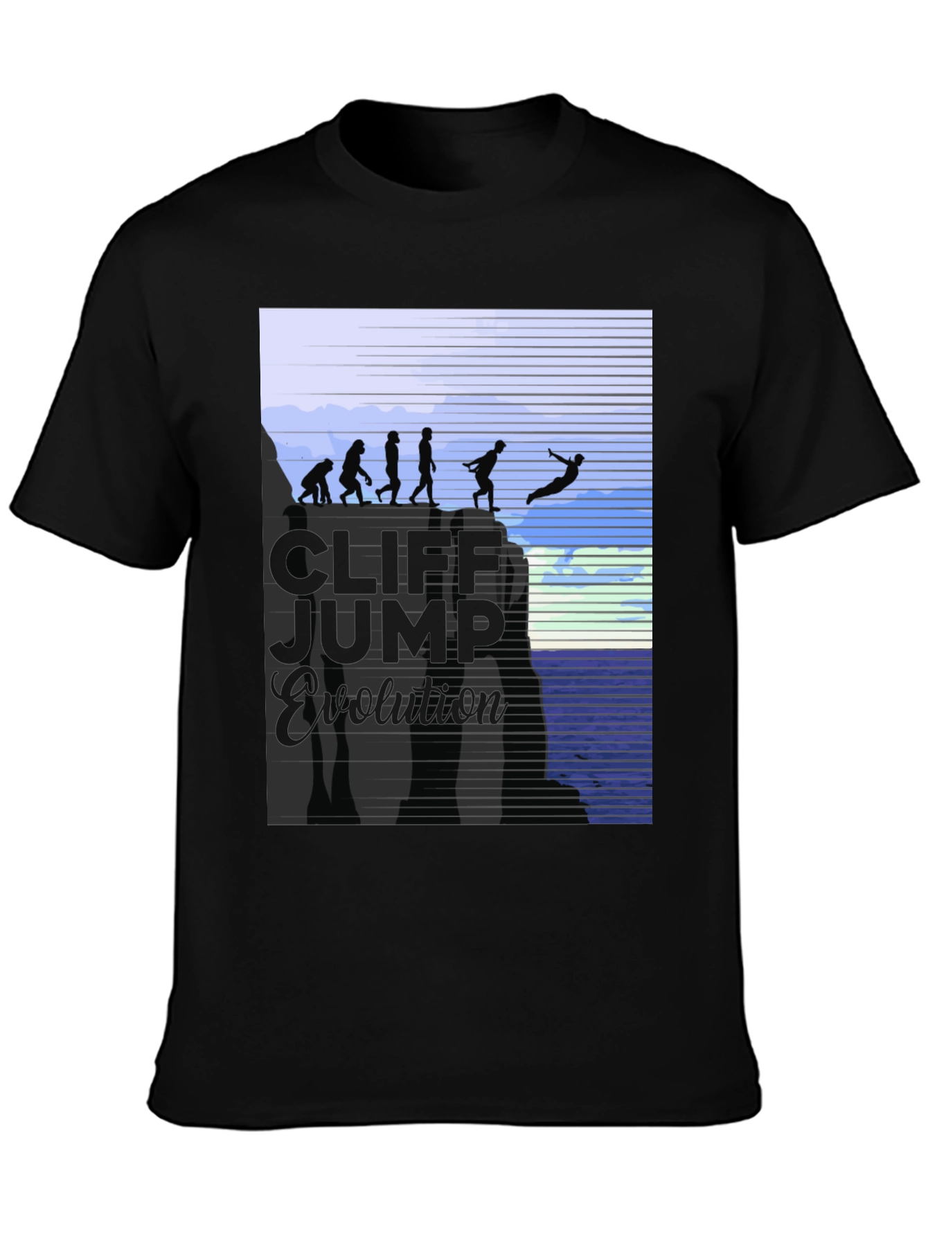 Cliff Jump Evolution T-Shirt Black Cotton