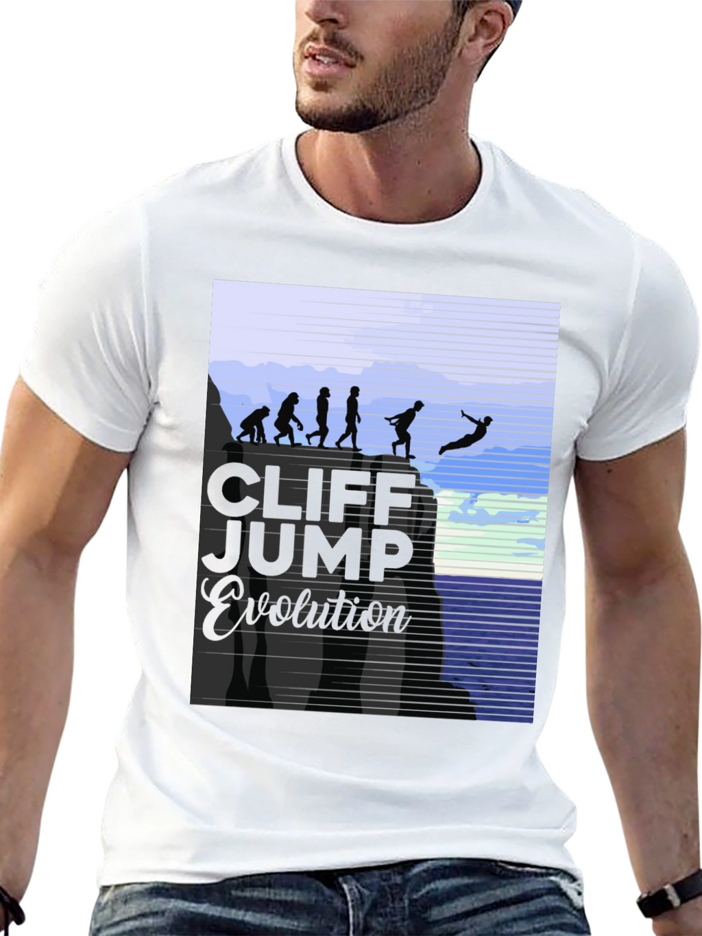 Cliff Jump Evolution T-Shirt Black Cotton