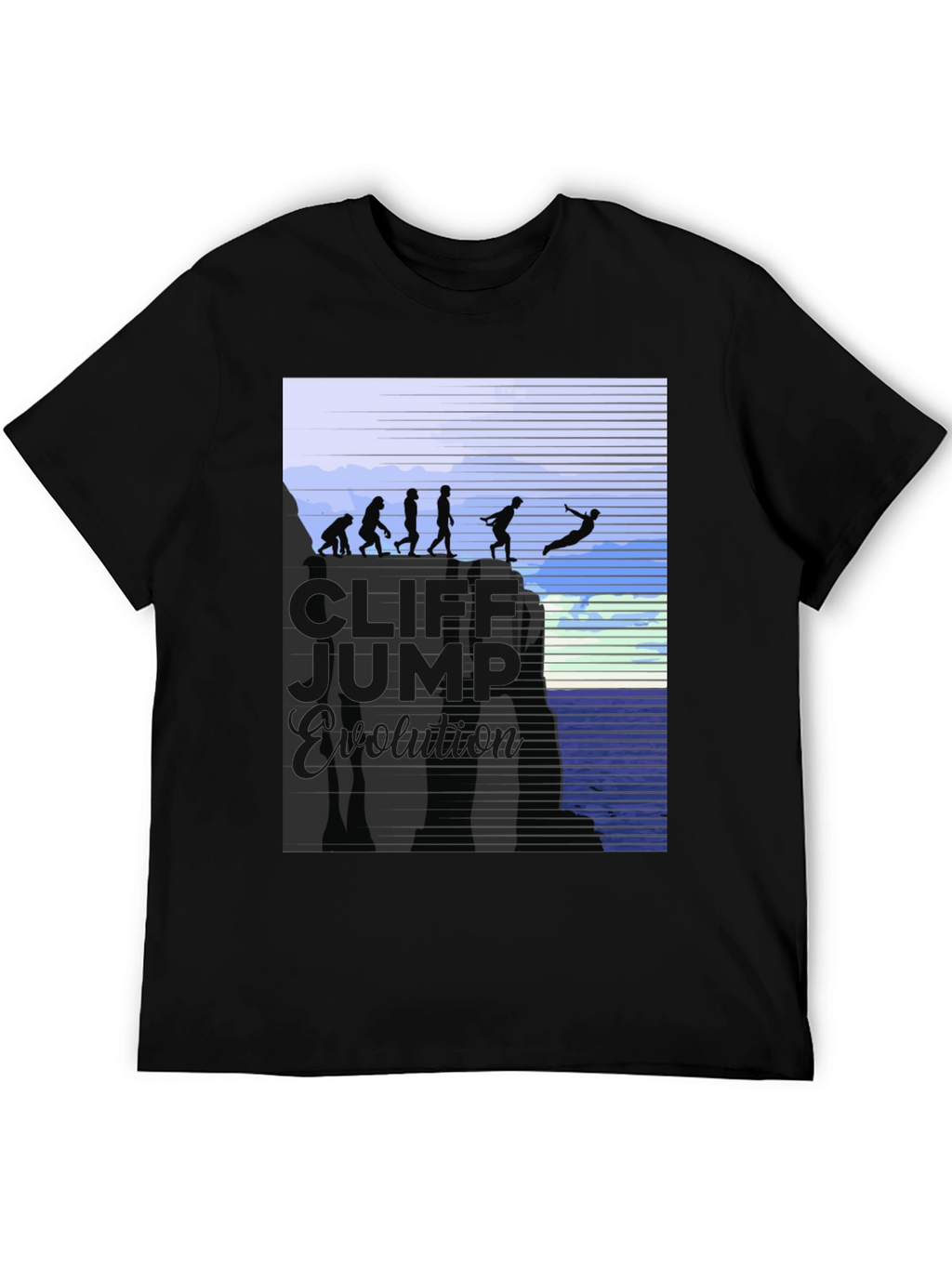 Cliff Jump Evolution T-Shirt Black Cotton