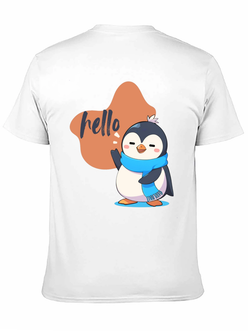 Cute Penguin Hello Graphic Black T-Shirt