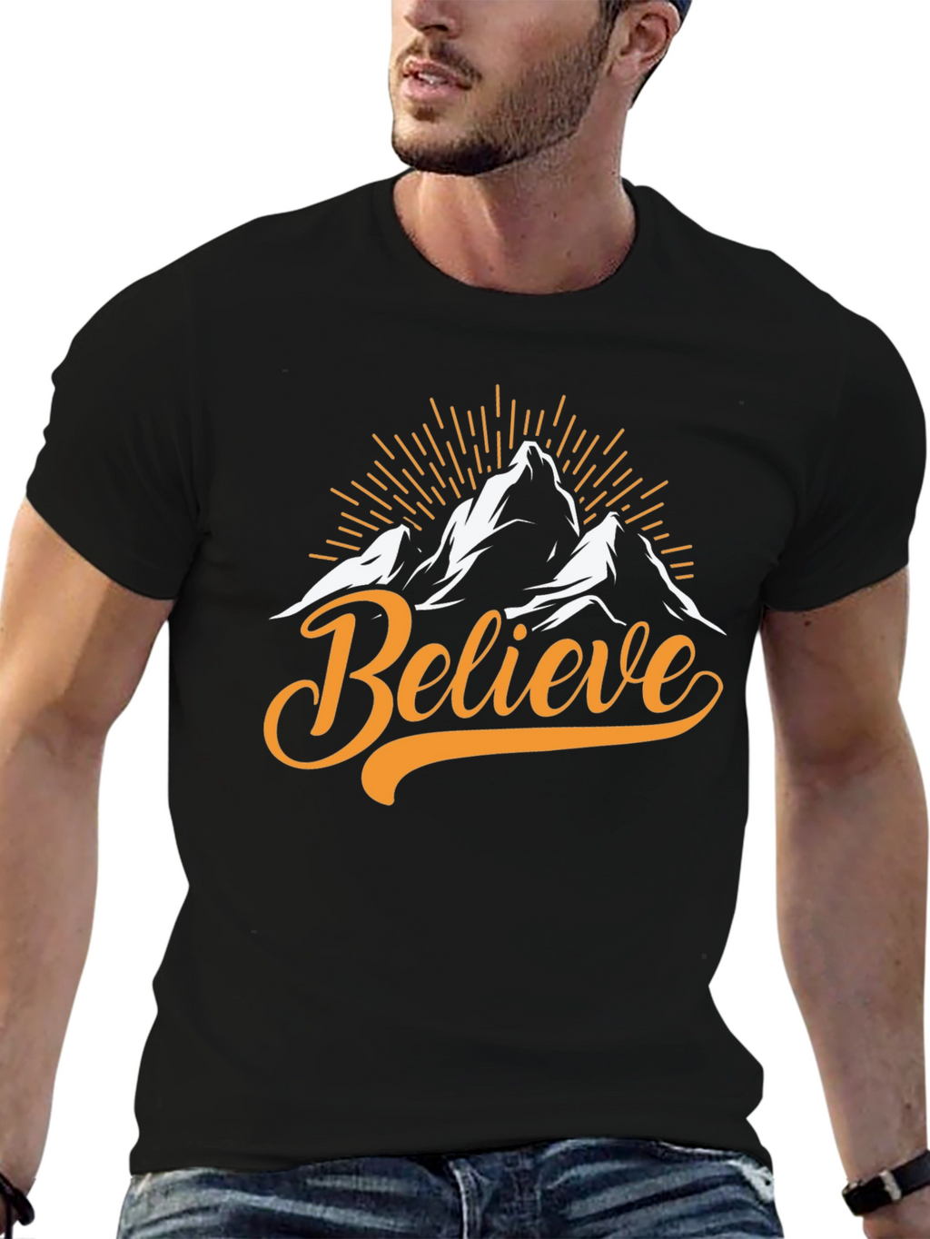 Believe Mountain Graphic Tee - Black
