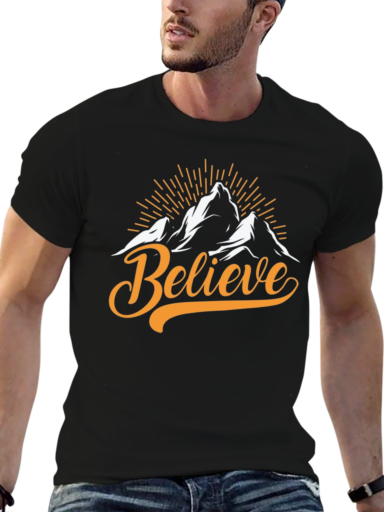 Believe Mountain Graphic Tee - Black