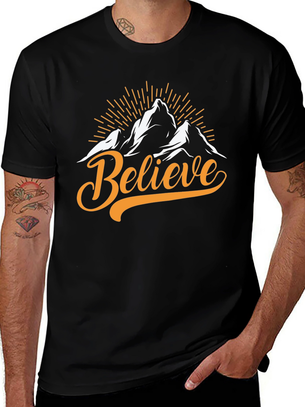 Believe Mountain Graphic Tee - Black