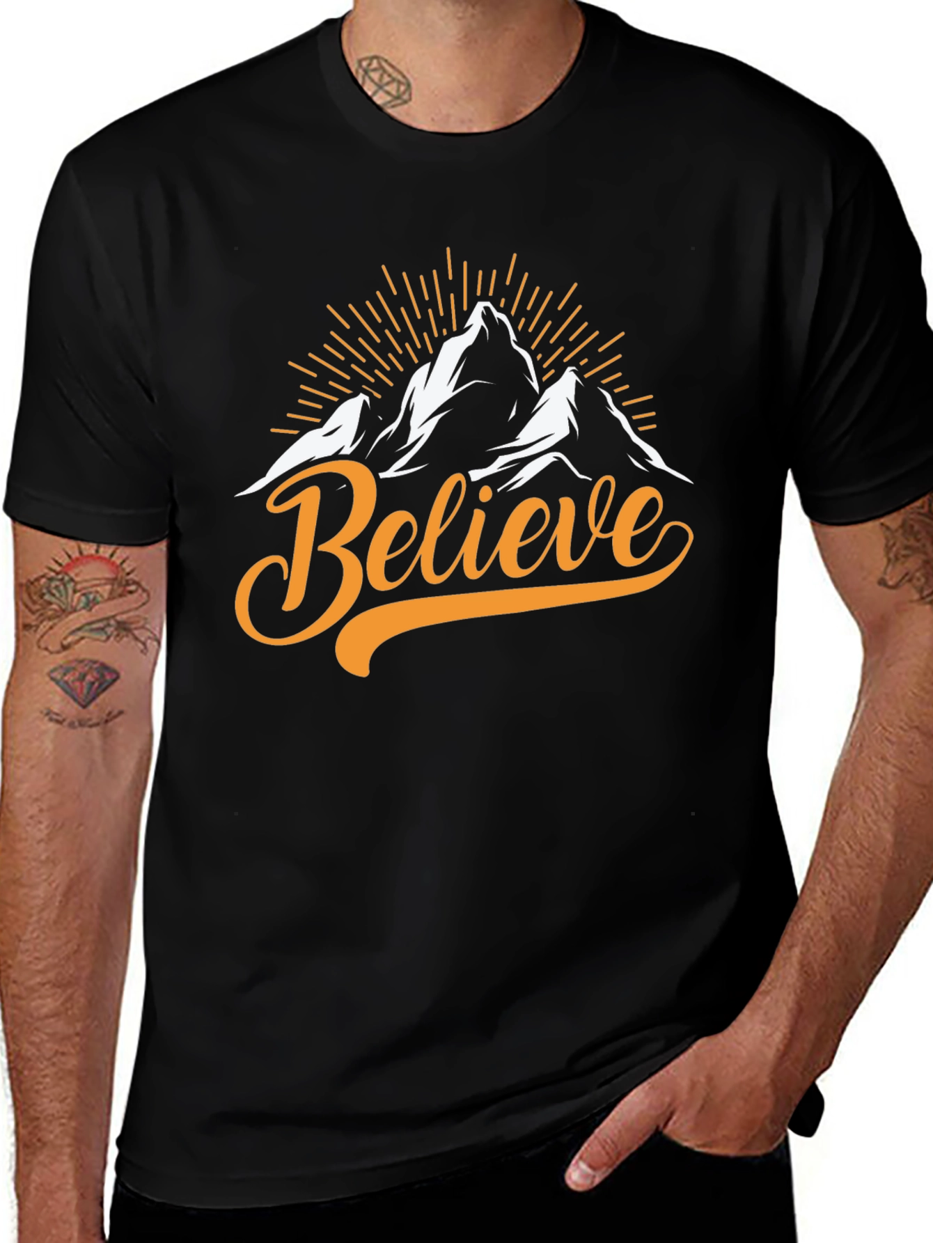 Believe Mountain Graphic Tee - Black