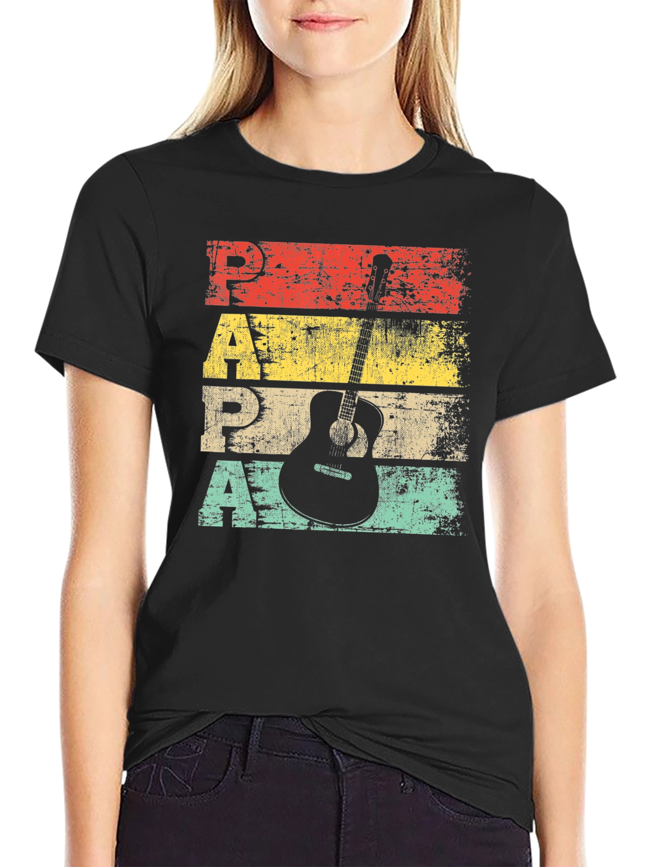 Retro Papa Guitar T-Shirt - Musician Fathers Day Tee