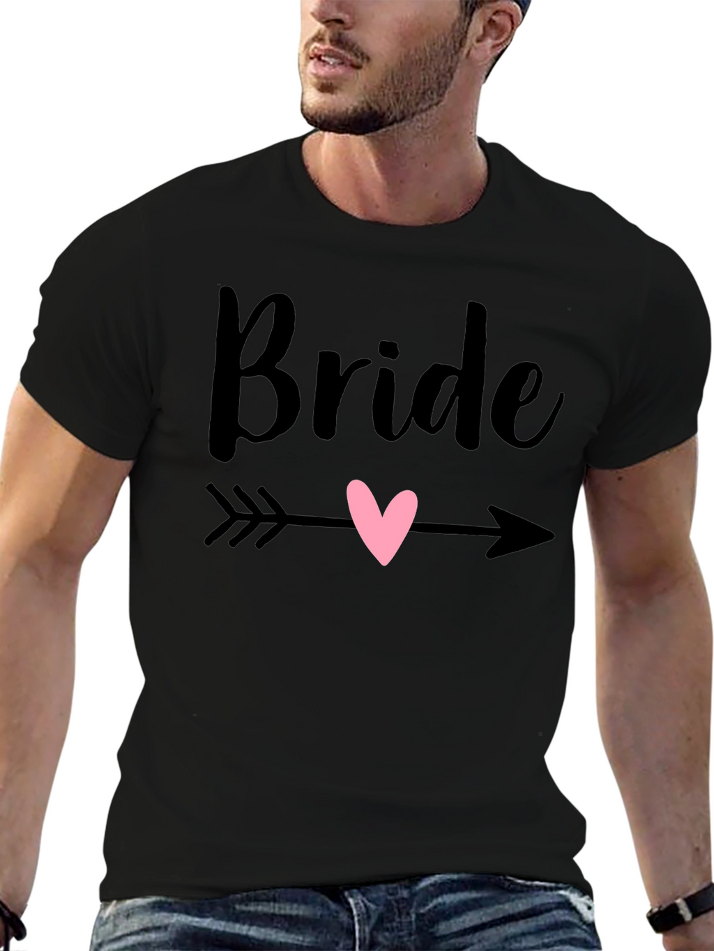 Bride Heart Arrow Graphic Tee - Black Cotton T-Shirt
